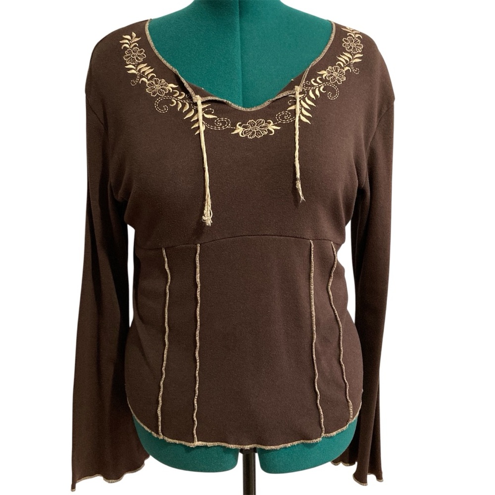 Vintage Fashion Bug Y2K Boho Embroidered Peasant Top - Picture 1 of 7